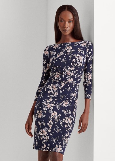 Women's Ralph Lauren Floral Ruched Jersey Dresses | 581927XQC